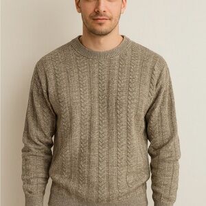 Oscar de la Renta Men’s Textured Knit Sweater Gray Taupe XL